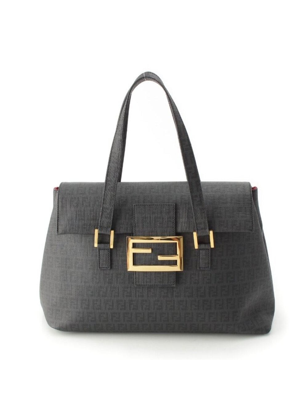 Fendi Zucchino FF Pattern Logo Handbag Black